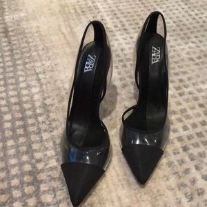 Size 8 black and plastic Zara heels!